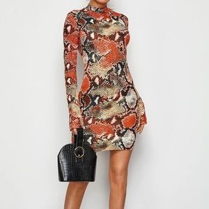 Mock neck snake print dress